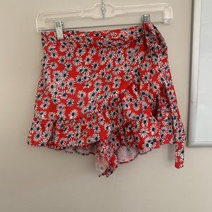 Red floral skort